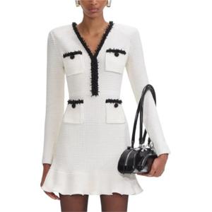 Вязаное мини-платье Self portrait Self-portrait, белый