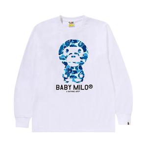 Футболка BAPE ABC Camo Baby Milo Long-Sleeve Tee, White/Blue