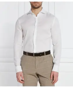Льняная рубашка H-hank Slim fit Boss, белый