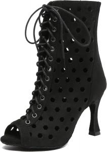 Женские удобные танцевальные туфли Minishion с открытым носком для свадьбы и вечера, ботильоны, L574 Black 9Cm Heel