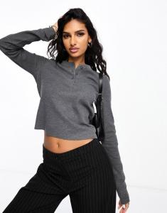 Темно-серая футболка с длинными рукавами ASOS DESIGN
