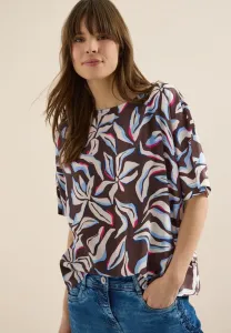 Блузка kurzarm с принтом и кнопфеном Cecil, Macchiato Brown