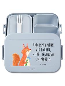 Mr. & Mrs. Panda Ланч-бокс с изображением белки и цветов и надписью пастельно-голубого цвета