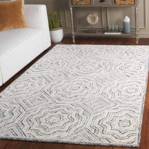 Ковер SAFAVIEH, 153 x 244 см, Capri Collection, бежевый и синий, ручной работы из шерсти, идеален для помещений с высокой проходимостью в гостиной, спальне (CPR215B)