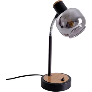 Настольная лампа Fumoso E14 1 шт. Настольная лампа Fumoso, без 1xE14 макс. 40 Вт, черный/натуральный, дымчатое стекло Näve, черный/натуральный