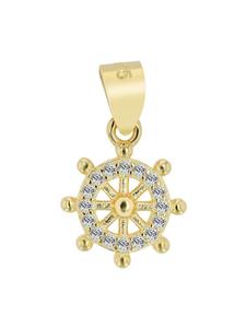 Adeliás Кулон в виде женского руля из серебра 925 пробы с цирконием в золотой оправе