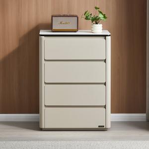 Quanu Комод настенный для спальни из закаленного стекла, 4 ящика, светлый кофейный цвет