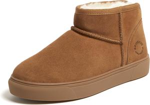 Женские тапочки-ботинки Dearfoams Fireside Bathurst с овчиной, водоотталкивающие, прочные, с подошвой из пены с эффектом памяти, Chestnut