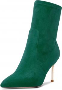 Женские ботильоны Castamere с заостренным носком на высокой шпильке, короткие ботинки на каблуке 3,3 дюйма, на молнии, классические для свадьбы, Green
