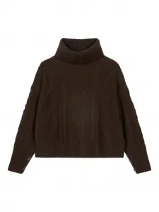 Свитер фактурной вязки с высоким воротником Eric Bompard, коричневый