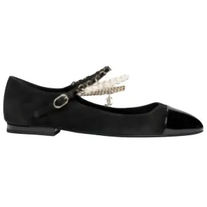 CHANEL 25B Flat Mary Jane Shoes Women's Black
