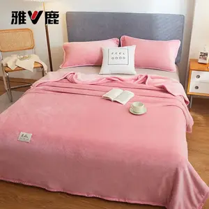 Yalu Простыня 120х200 см из зимнего утолщенного велюра, теплый розовый цвет, антистатик