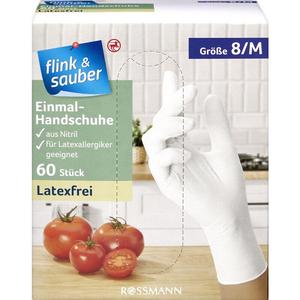 Одноразовые перчатки нитрилового размера. М flink & sauber, 60 шт.