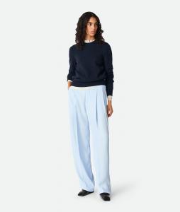 Viscose and silk twill straight trousers BOTTEGA VENETA, небесно-голубой