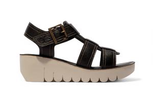 Женские сандалии Fly London YUDD236FLY Bumblebee Yellow на платформе с клиньями из кожи и эспадрильями