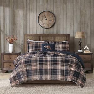 Альтернативный комплект одеял Woolrich Alton Plush to Sherpa с флисовым пухом и декоративной подушкой, цвет Tan Black Plaid