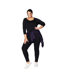 Женские длинные брюки из ткани понте на резинке AVENUE, Black