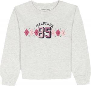 Футболка с длинными рукавами и круглым вырезом Tommy Hilfiger для девочек, Oat Heather Glitter 85