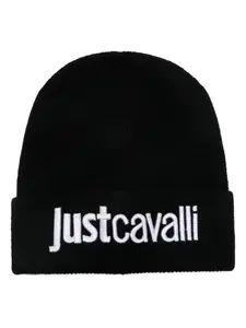 Шапка бини с вышитым логотипом Just Cavalli, черный