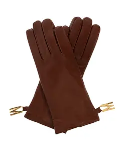 Кожаные перчатки Moschino, коричневый