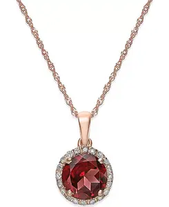 Ожерелье с подвеской из 14-каратного белого золота с голубым топазом (1,5 карата) и бриллиантовым акцентом (также доступно с мистическим топазом, цитрином и гранатом) Macy'S, garnet