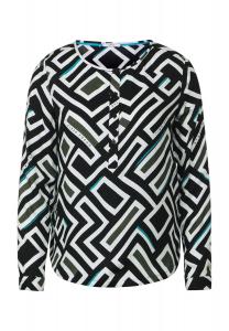 Блузка-рубашка, горловина «хенли», узор по всей поверхности, для женщин CECIL, черный