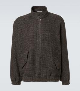 Пиджак-блузон из шерсти, альпаки и шелкового твида Auralee, Gray Brown Hairline