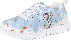 Кроссовки Forchrinse для мальчиков и девочек на Рождество, детские шнурованные теннисные кроссовки, легкие, дышащие, для ходьбы и бега, Christmas Snowman Printed