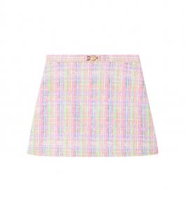 Хлопковая твидовая мини-юбка Versace Kids, разноцветный