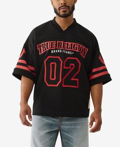 Мужская трикотажная футболка с V-образным вырезом для футбола True Religion, Jet Black