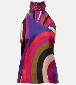 Атласный топ из иридового шелка Pucci, Multicolor