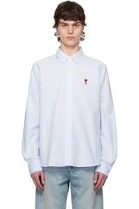 Бело-синяя хлопковая рубашка на пуговицах Ami de Coeur AMI Paris