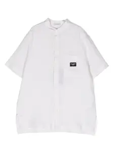 Льняная рубашка с короткими рукавами Dolce & Gabbana Kids, нейтральный