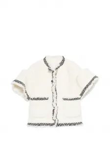 Твидовый жакет с бахромой Sacai, бежевый