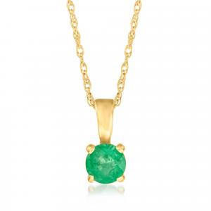 Ожерелье с изумрудом Ross-Simons из 14-каратного желтого золота. Длина 16 дюймов. Rs Pure, 20 In