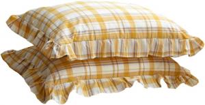 DUYHBAWRS Наволочки с сердечками и листьями в стиле ретро, контрастное кружево, хлопковая ткань в клетку White-dinosaur Doodle4