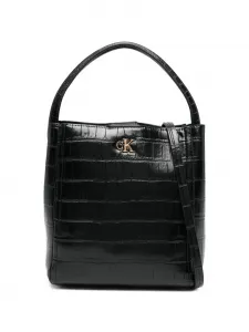 Сумка-тоут с ремнем и тиснением под крокодила Calvin Klein, черный