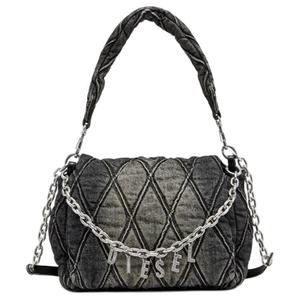 DIESEL Квилтинговая джинсовая сумка, средняя женская сумка через плечо black