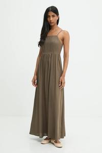 Платье с льняной тканью Answear.Lab, зеленый