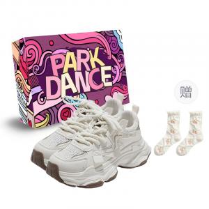 PARK DANCE Скользоустойчивые массивные кросовки женские низкие - экрю+подарочные носки+коробка, цвет Ecru+Gift Socks+Box