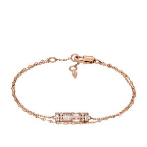 Женский браслет Fossil из латуни цвета розового золота с блестящими багетами, орехового цвета, многорядный Fossil, розовый