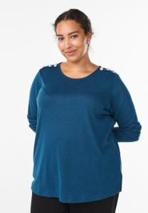 Блуза Zizzi Blouse, Ink Blue Mélange/Mottled Blue
