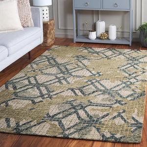 Ковер SAFAVIEH, 122 x 183 см, Metro Collection, Green & Beige, ручной работы из шерсти, идеально для гостиной, столовой, спальни (MET462Y-4)