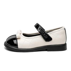 Низкие детские кожаные туфли для детей 3–7 лет BELLE, экрю