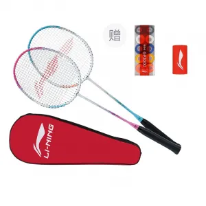 Thunder 9 Carbon Aluminum бадминтонная ракетка Speed Type увеличенная скорость замаха начальный уровень 675мм двойные ракетки LINING, Double Rackets+GP3000 Grip Tape+Nylon Shuttlecock *2 (2 Pack)