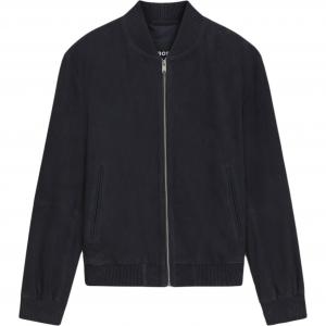 Куртка-бомбер Boss с рифленым воротником из замши HUGO BOSS, темно-синий