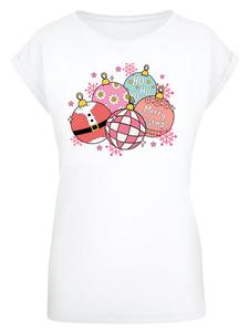 Футболка F4NT4STIC Extended Shoulder T-Shirt Pink Cute Weihnachten Tree Balls, белый
