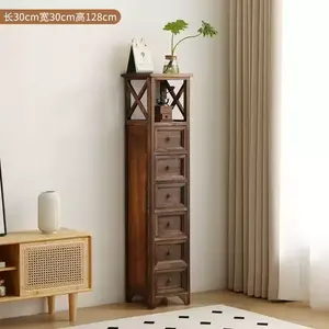 Yu Senyi Комод для гостиной из массива дерева в стиле ретро, 6 ящиков, черный орех, усиленная конструкция