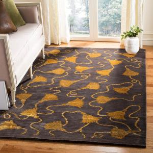 Ковер SAFAVIEH, 275 x 366 см, Tibetan Collection, Plum & Gold, ручной работы из современного шелка и шерсти, идеален для помещений с высокой проходимостью в гостиной, спальне (TB318C)