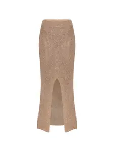 Вязаная юбка с разрезом Paramidonna, бежевый